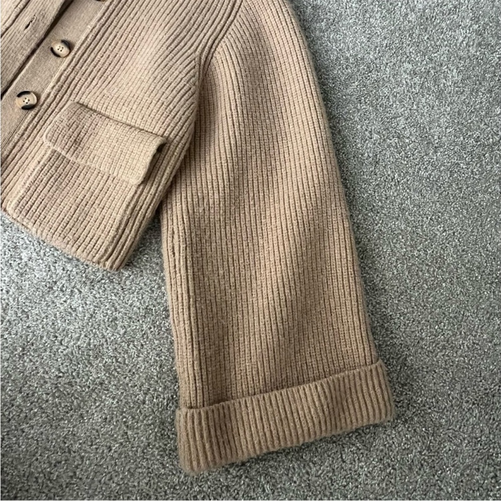 Tan Ribbed Button-Up Cardigan - Picture 4 of 11